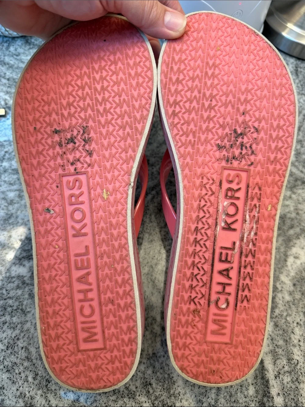 Michael Kors Coral Pink Logo Flip Flop Sandals